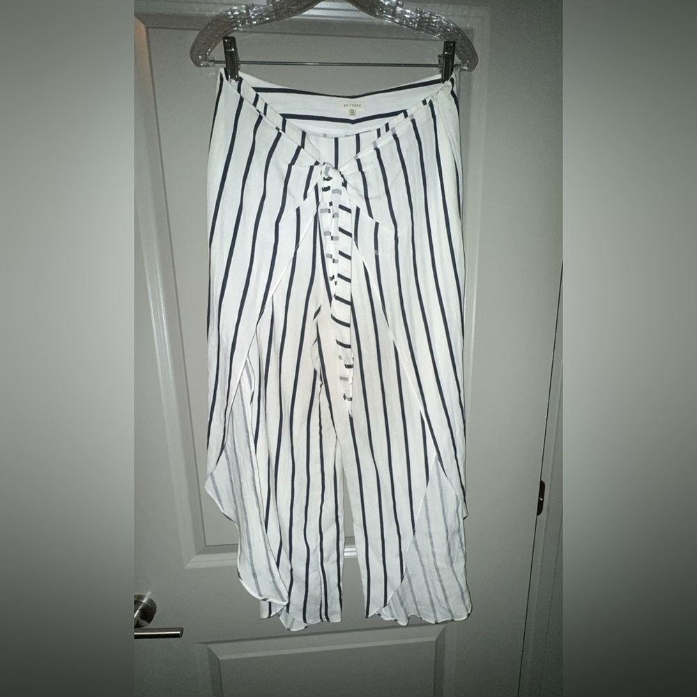 White and Navy Blue Striped Pants